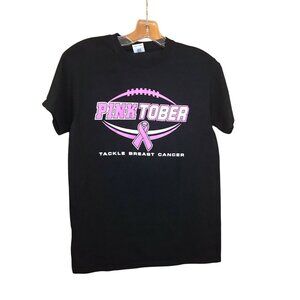 Gildan Womens Sz Small T-Shirt Pinktober Breast Cancer Awareness Black Preowned